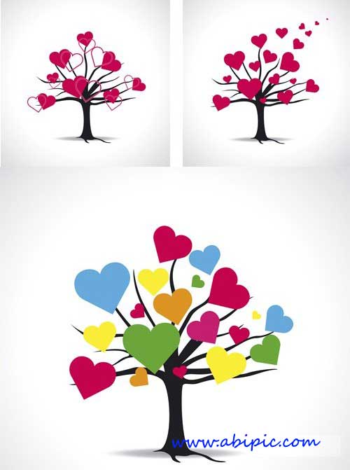 دانلود طرح وکتور با نام درخت عشق Stock Love tree with hearts