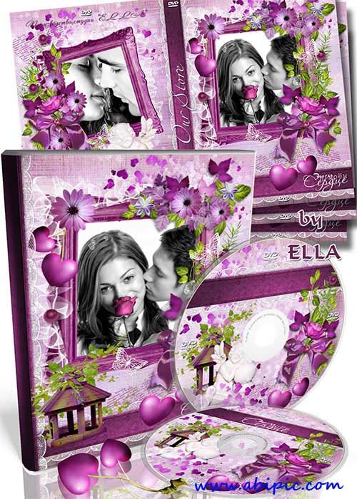 دانلود کاور و لیبل CD و DVD صورتی و رمانتیک purple romantic DVD Cover