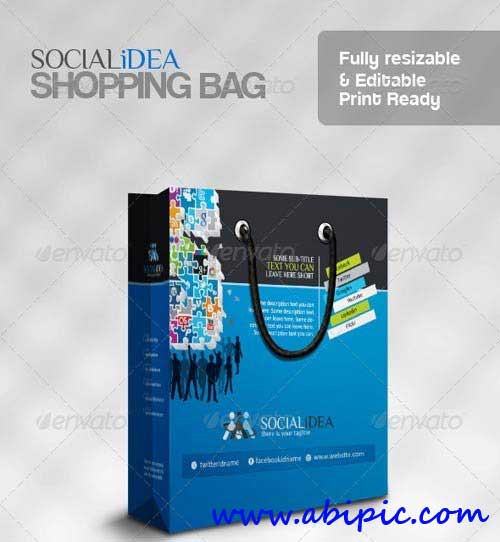 دانلود وکتور کیف خرید با طرح شبکه های اجتماعی