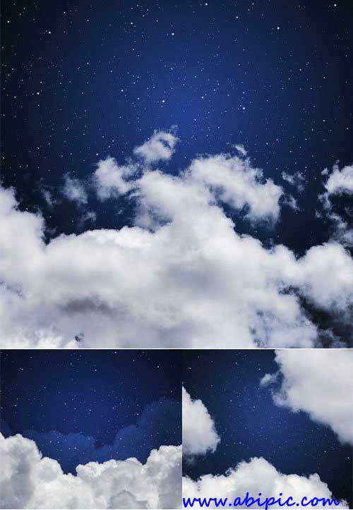 دانلود عکس استوک آسمان شب Stock Photo Blue sky with stars and clouds