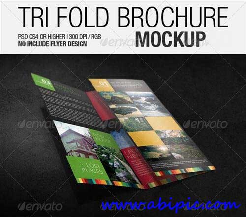 دانلود طرح mock-up بروشور 3 لایه Tri Fold Brochure Mockup