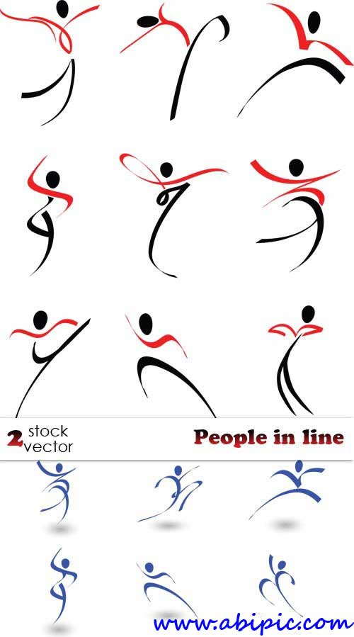 دانلود طرح وکتور آدمک ها خطی زیبا Vectors - People in line