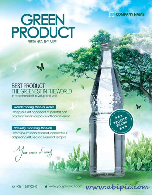 دانلود طرح لایه باز پوستر تبلیغ محصولات طبیعی Green Product Flyer