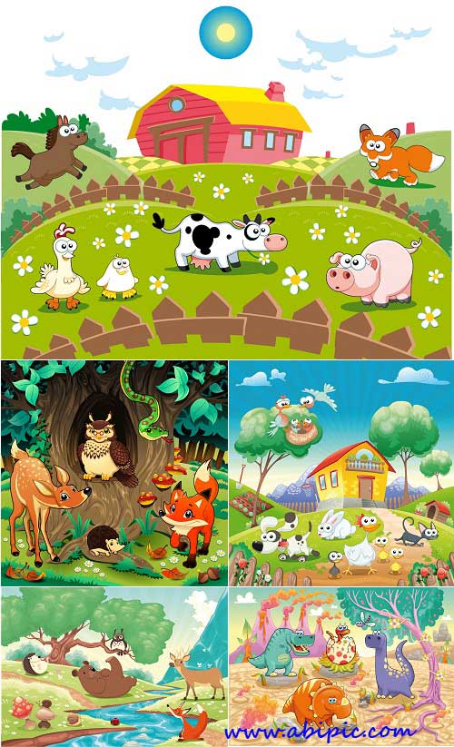 دانلود وکتورهای با طرح کودکانه سری ۱ Children’s Animated Vector Set