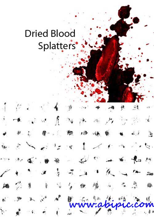 دانلود براش لکه خون خشک شده Dried Blood Splatters Photoshop Brushes