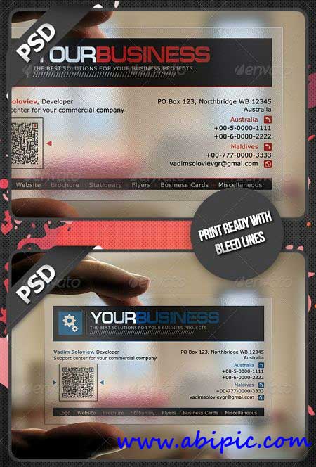 دانلود طرح لایه باز کارت ویزیت شفاف سری 3 Transparent Business Card