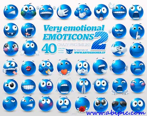 دانلود آیکون اسمایل های بامزه Very Emotional Smilies Icons Pack