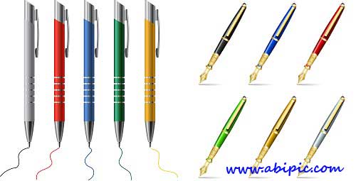 دانلود وکتور انواع مختلف خودکار و قلم Vectors - Different pens Mix