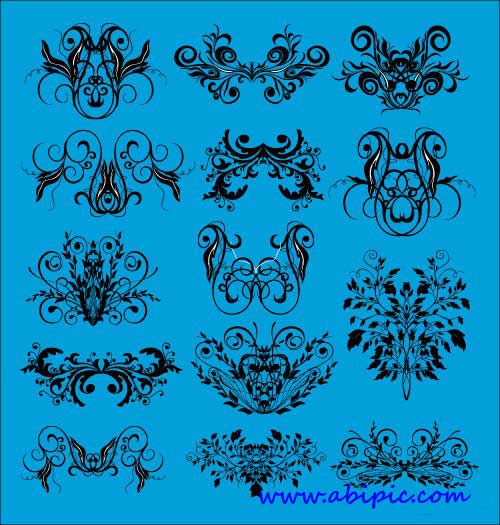 دانلود وکتور المان های طراحی گل و برگ Floral designs with leaves in the Vector