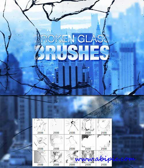 دانلود براش فتوشاپ شیشه خرد شده Shattered glass brushes