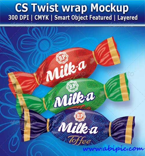 دانلود طرح موک آپ بسته بندی آبنبات پیچی Twist Wrap Candy Mockup