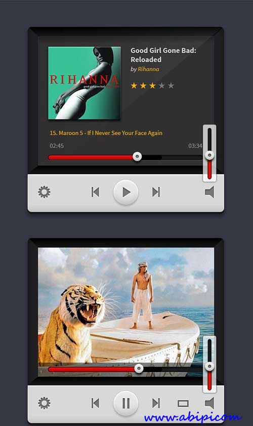 دانلود طرح لایه باز موزیک و ویدئو پلیر Music and Video Players PSD