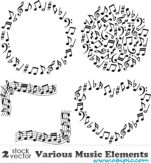 دانلود وکتور عناصر مختلف موسیقی Various Music Elements