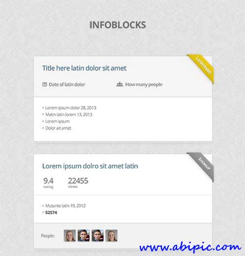 دانلود طرح لایه باز صفحه مشخصات برای سایت PSD Web Design Simple Infoblocks