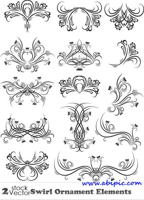 دانلود وکتور عناصر گل و بوته شماره 8 Vectors - Swirl Ornament Elements
