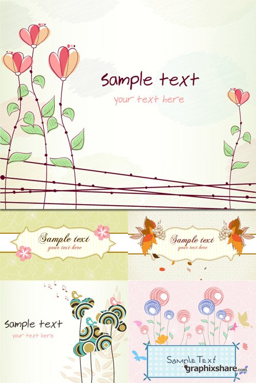 دانلود وکتور پس زمینه با طرح بهار Spring Vector Backgrounds