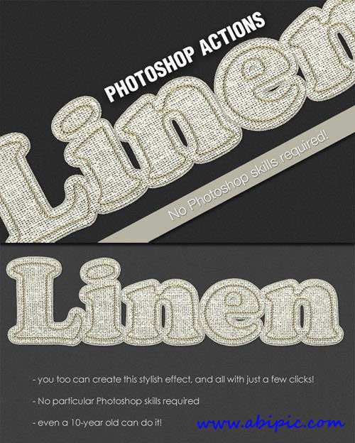 ابزار ساخت افکت متن کتانی دوره دوزی شده Linen Stitched Photoshop Effect