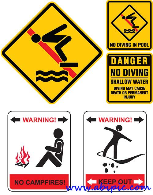 دانلود وکتور سمبل های مختلف علامت خطر Vectors Various Warning Symbols