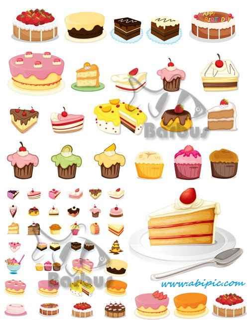 دانلود وکتور کیک و شیرینی تولد شماره 2 Sweet cakes and pies