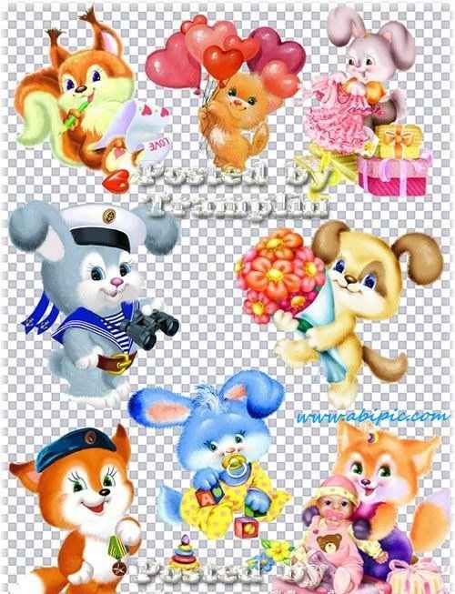 دانلود طرح لایه باز و کلیپ آرت کودکانه Childrens clipart - Funny Animals