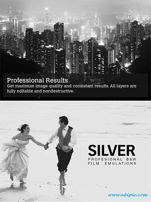 دانلود اکشن و افکت سیاه و سفید کردن عکس Silver B&W Film Emulations Actions