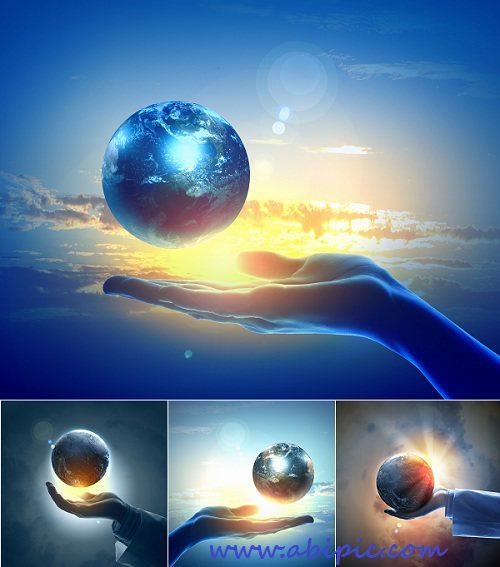 دانلود عکس استوک زمین در دستان شما HQ Images World On The Palms