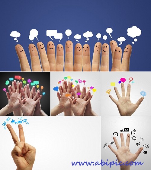 دانلود تصاویر استوک انگشتان دست با آیکون های مختلف Fingers with Icons