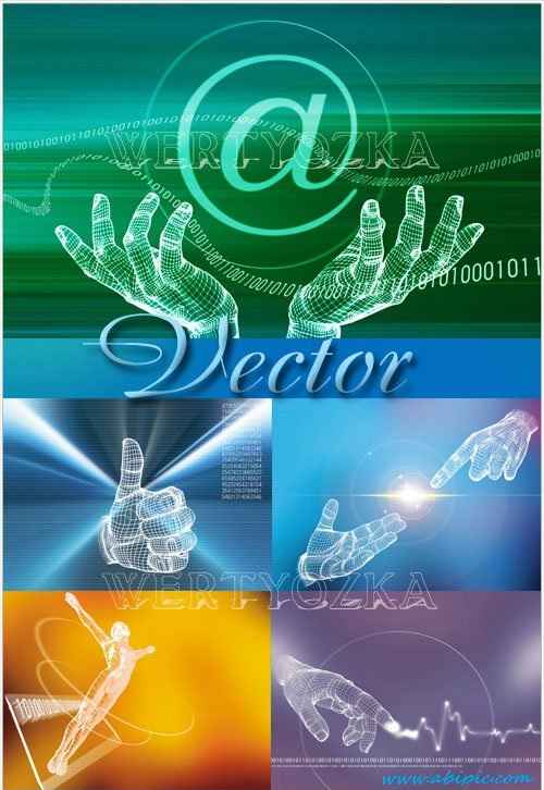 دانلود وکتور پس زمینه خلاقانه با طراحی دست انسان Creative vector of human hands