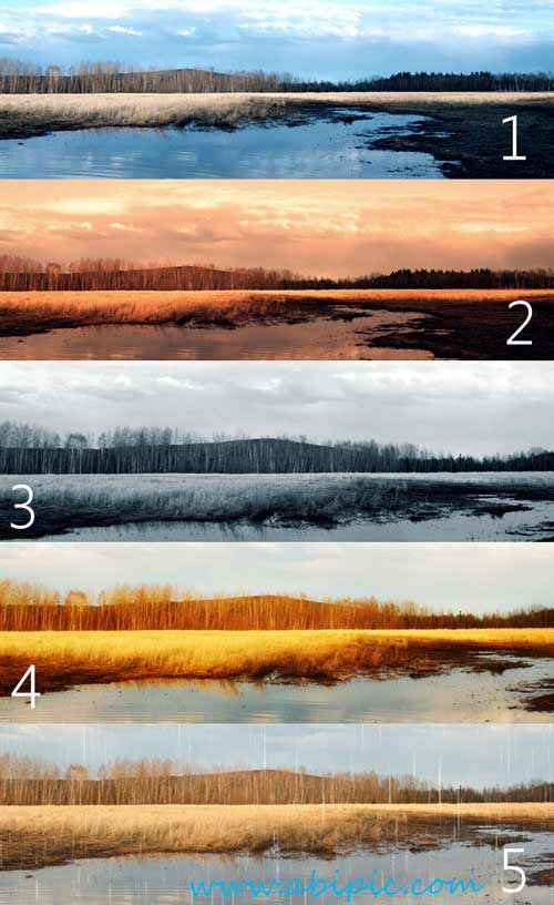 دانلود 5 اکشن فتوشاپ تغییر رنگ حرفه ای Premium Photoshop Actions