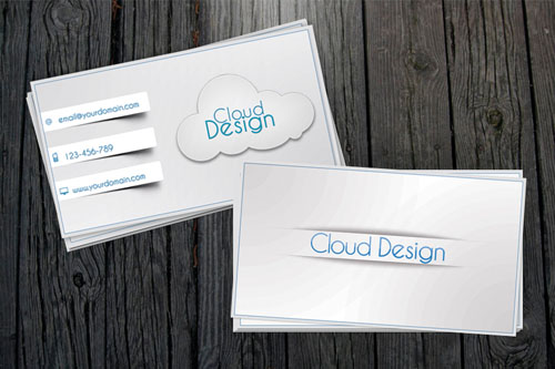 دانلود طرح لایه باز کارت ویزیت سفید با طرح ابر White Business Card PSD