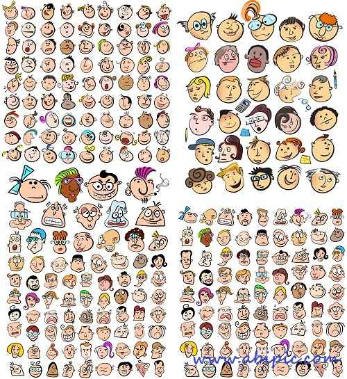 دانلود وکتور چهره های با مزه کارتونی شماره 2 Funny faces in vector
