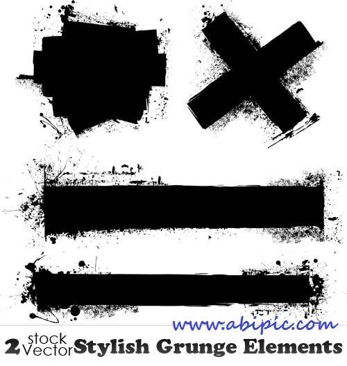 دانلود وکتور المان های گرانژ Vectors - Stylish Grunge Elements