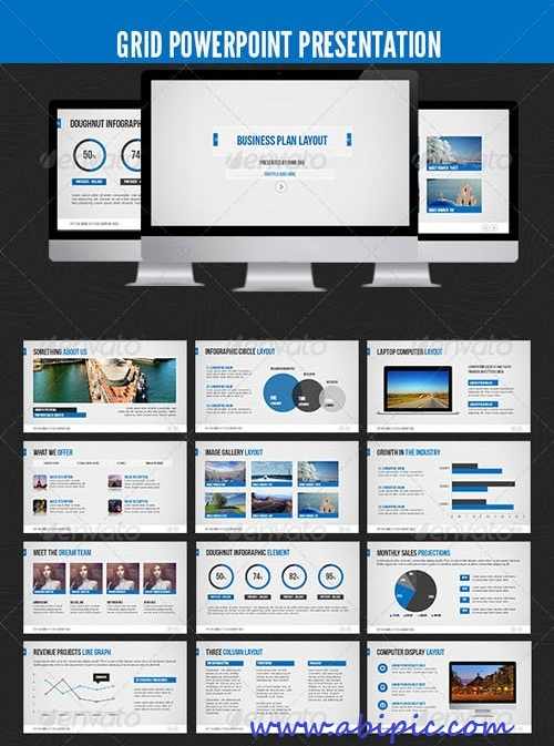دانلود قالب آماده پاورپوینت شماره 2 Grid Powerpoint Template