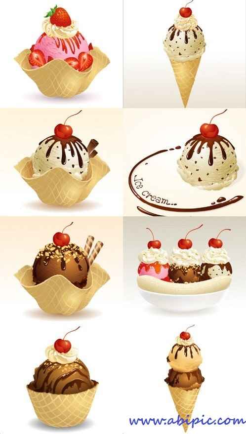 دانلود وکتور انواع مختلف بستنی Ice Cream Various Vector