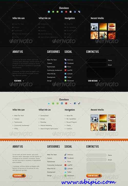 دانلود طرح لایه باز ستون های کناری و فوتر سایت Footers and Borders