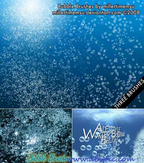 دانلود براش حباب زیر آب Water Bubbles Underwater Photoshop Brushes
