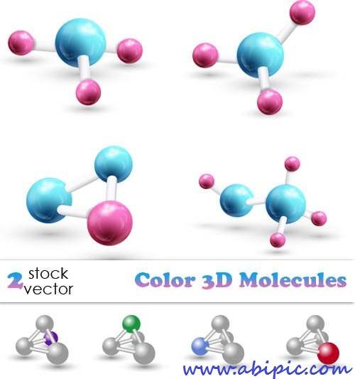 دانلود وکتور مدل های سه بعدی مولکول Vectors Color 3D Molecules
