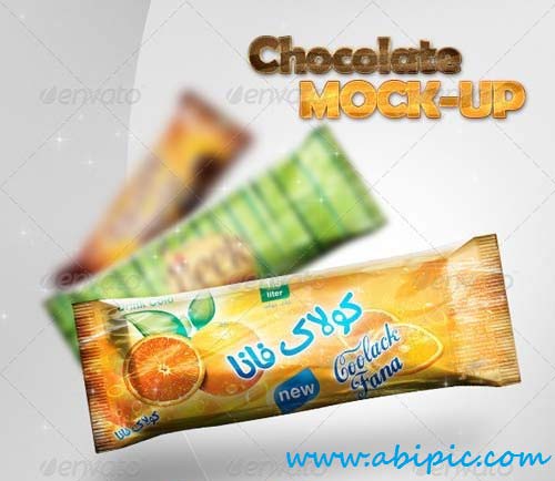 دانلود موک آپ بسته بندی شکلات Chocolate Candy Bar Mock-Up