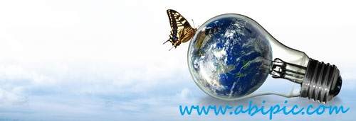 دانلود سورس فتوشاپ زمین در لامپ PSD Source - Earth In The Electric Lamp
