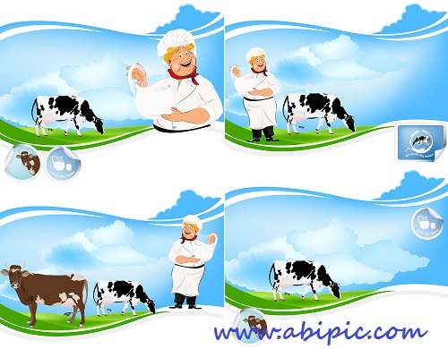 دانلود وکتور با موضوع لبنیات Breeding dairy cattle - vector clipart