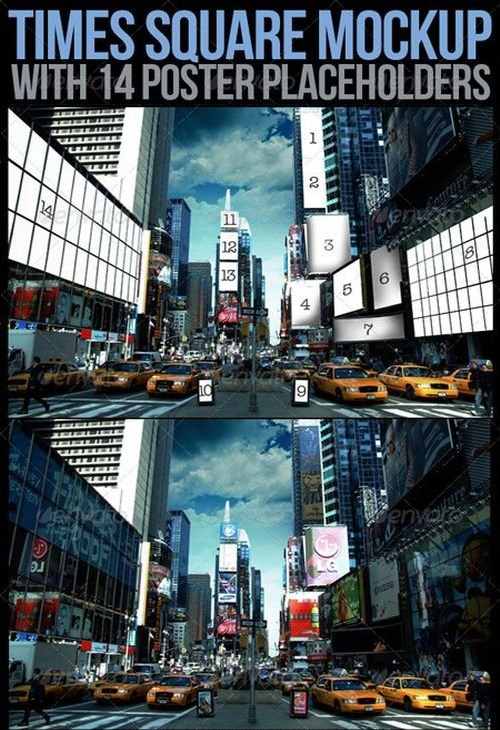 دانلود طرح موک آپ میدان شهر Times Square Mockup
