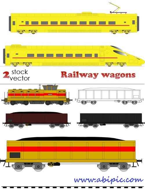 دانلود وکتور واگن و لوکوموتیو قطار Vectors - Railway wagons