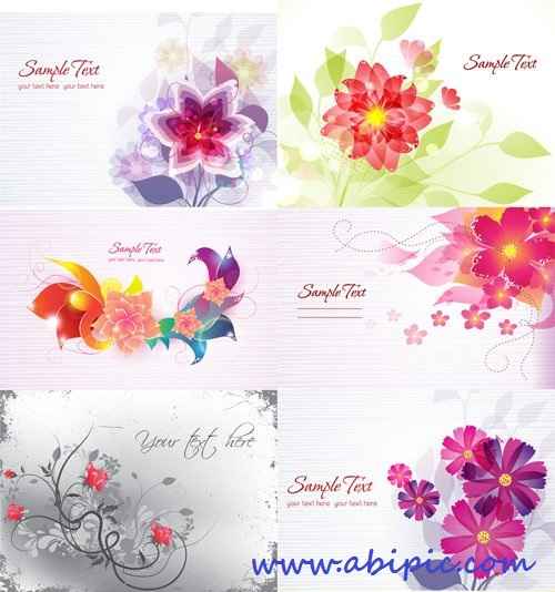 دانلود وکتور کارت گلدار سری 4 Floral Vector Illustrations