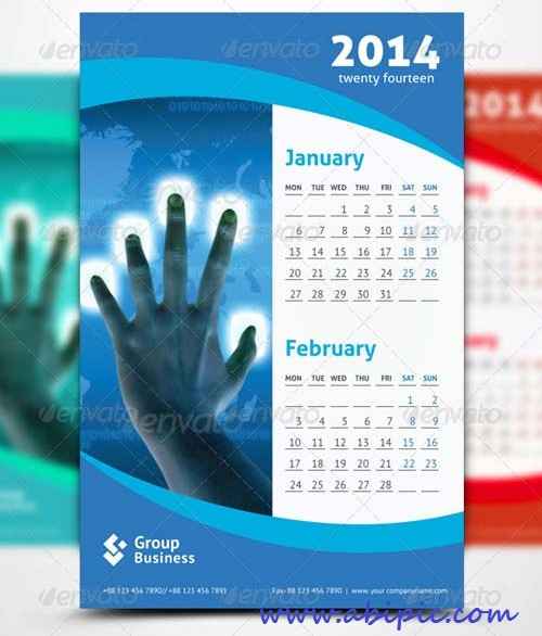 دانلود طرح لایه باز پوستر با طراح تقویم Group Business Calendar