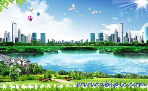دانلود سورس فتوشاپ شهر سبز PSD Source Green Town 2013