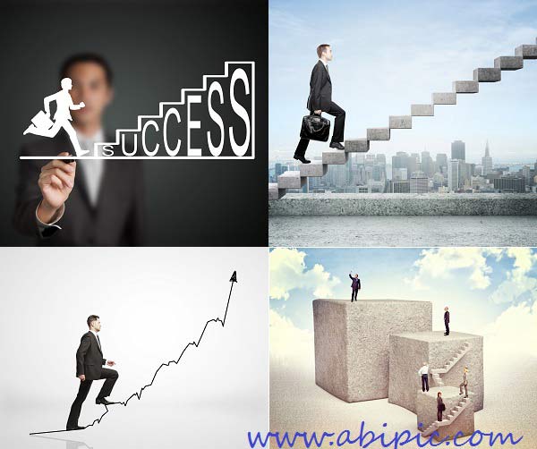 دانلود تصاویر استوک پله و نردبان ترقی و پیشرفت سری 1 Stock Photos - Businessman Stepping Up