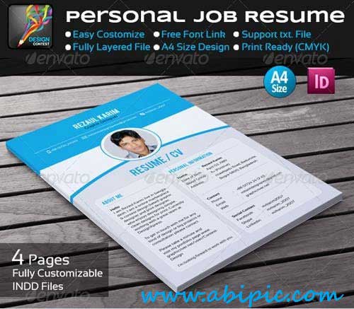 دانلود طرح ایندیزاین رزومه شماره 7 Personal Job Resume