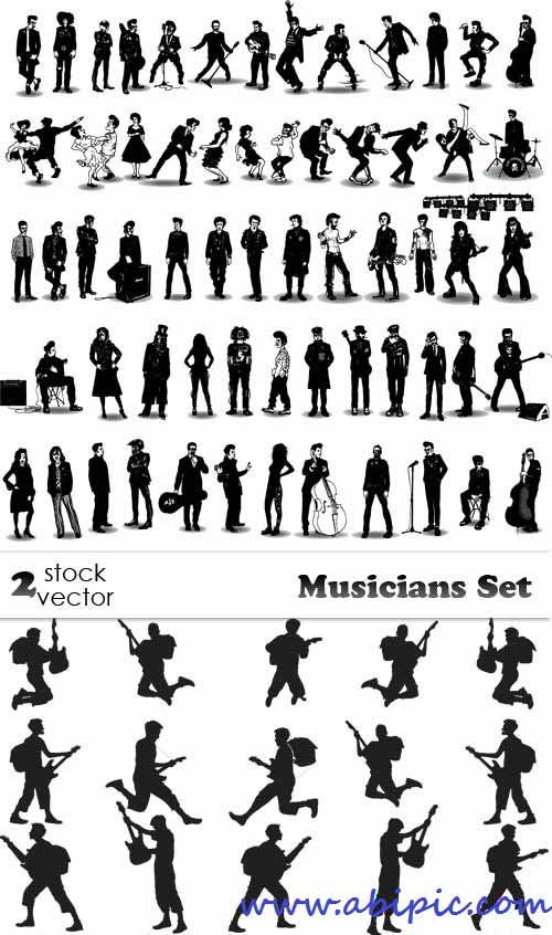 دانلود وکتور سیلوئیت نوازنده و خواننده Vectors - Musicians Set