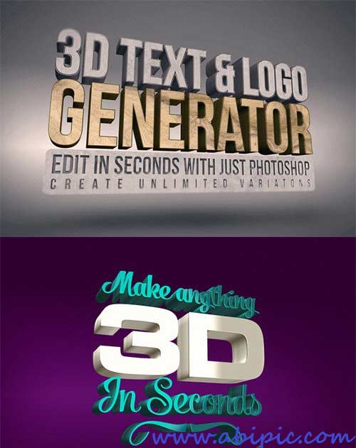 دانلود سری جدید اکشن های 3 بعدی سازی متن و لوگو فتوشاپ Creative Market - 3D Text & Logo