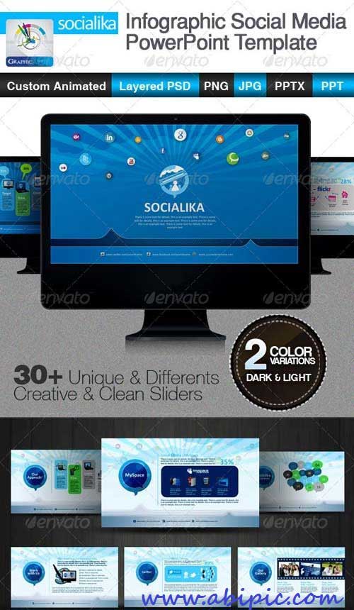 دانلود قالب آماده پاورپوینت Infographic Social Media PowerPoint